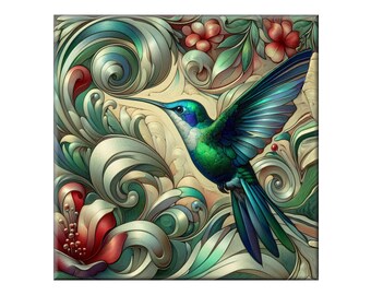 Ceramic Tile Mural - Hummingbird # 2.  Great for Kitchen Backsplashes and Custom Bathroom Tile Projects, or for Framed Art.