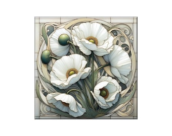 Art Nouveau Ceramic Tile Mural: Art Tiles for Kitchen and Bathroom