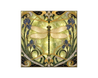 Ceramic Tile Mural, Marble Look Dragonfly Art, Backlit Wall Accent (Gloss Finish)