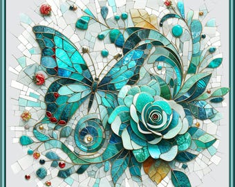 Ceramic Tile Mural - Butterfly Mosaic # BF018.  Great for Kitchen Backsplashes and Custom Bathroom Tile Projects, or for Framed Art.