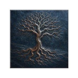 Ceramic Tile Art, Tree Of Life in Mixed Metal on Stone Style