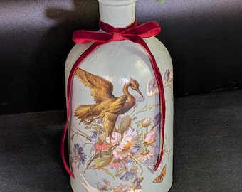 Hand-painted vase Including floral arrangement.