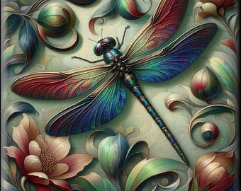 Ceramic Tiles for Kitchen Backsplash and Bathroom Walls.  Dragonfly Set # 1. Four styles in three sizes.