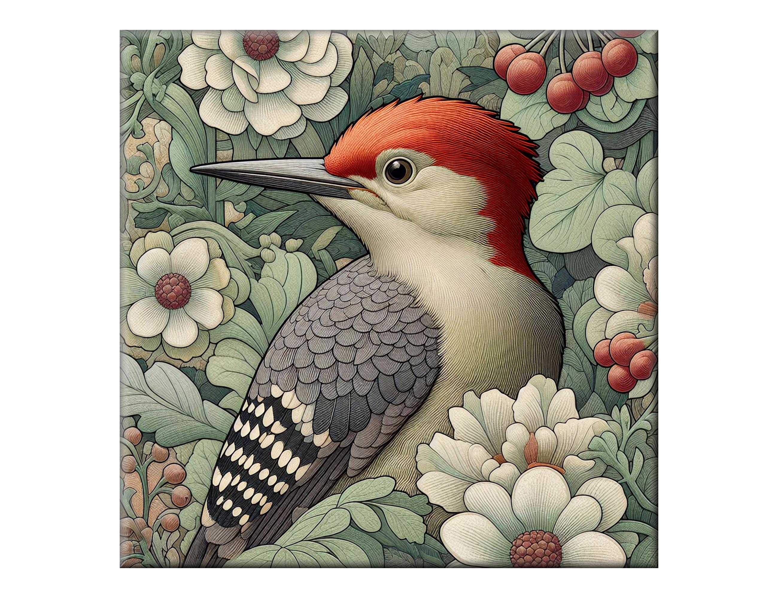 絵画 Mr.morick Woodpecker Ceramic Tile: William Morris Style Art Backsplash - Etsy