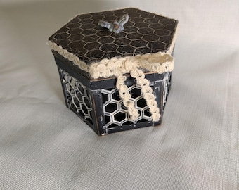 Bee, honeycomb trinket box
