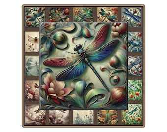 Dragonfly Ceramic Tiles: Nature-Inspired Set of 18 Art Pieces
