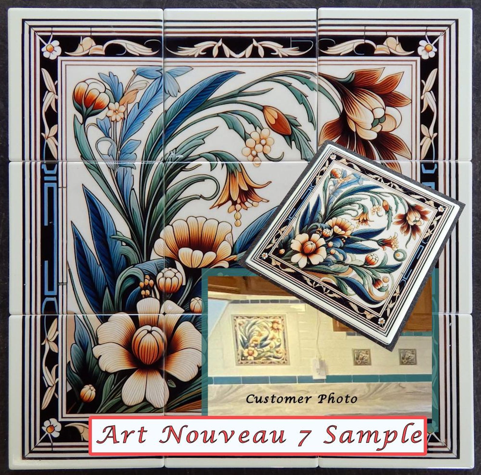Ceramic Tile Mural - Art Nouveau # 77. Great for Kitchen Backsplashes ...