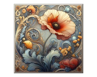 Ceramic Tile Mural - Art Nouveau # 45.  Great for Kitchen Backsplashes and Custom Bathroom Tile Projects, or for Framed Art.