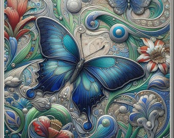 Ceramic Tile Mural - Art Nouveau Butterfly # BF009.  Great for Kitchen Backsplashes and Custom Bathroom Tile Projects, or for Framed Art.