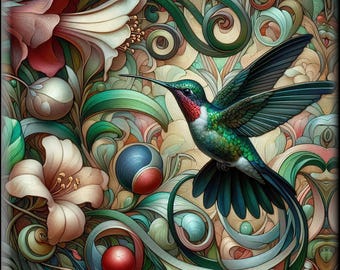 Ceramic Tiles for Kitchen Backsplash and Bathroom Walls.  Hummingbird Set # 1. Four styles in three sizes.