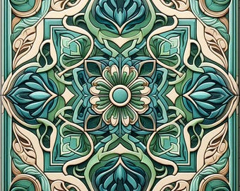 Art Deco Ceramic Tiles for Kitchen Backsplash and Bathroom Walls. Art Deco #40.  Available in Multiple Sizes.
