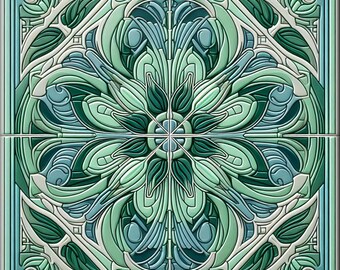 Art Deco Ceramic Tiles for Kitchen Backsplash and Bathroom Walls. Art Deco #38.  Available in Multiple Sizes.