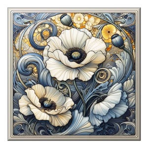 Art Nouveau Ceramic Tile Mural: Kitchen Backsplash, Bathroom Tile