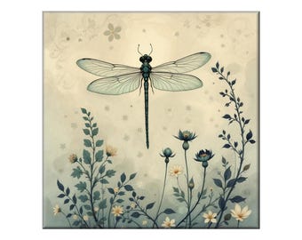 Dragonfly Tile Mural, Misty Nature Ceramic Art | Gloss Or Satin Finish | Backsplash Wall