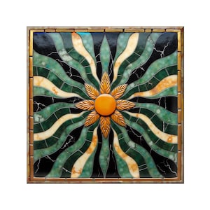 Decorative Ceramic Tile: Sunburst Pattern (Multiple Sizes Available)