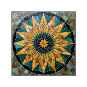Ceramic Tile Mural: Vibrant Sunburst Design - Smooth Finish