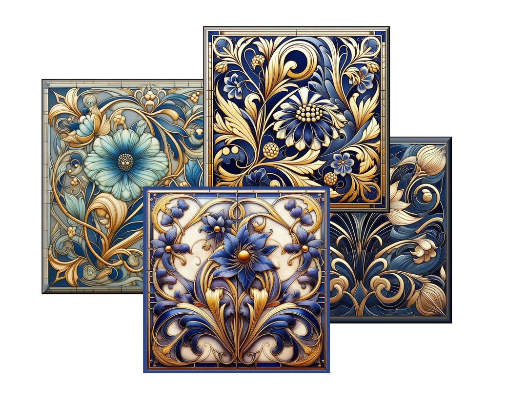Art Nouveau Set 1, Handcrafted Ceramic Tile Sets. Great for Borders and ...