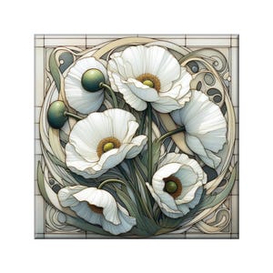 Art Nouveau Ceramic Tile Mural: Art Tiles for Kitchen and Bathroom
