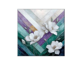 Art Nouveau Ceramic Tile, Floral Pattern (Gloss or Satin Finish)