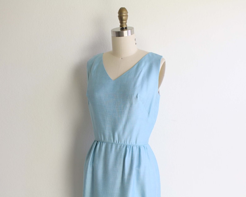 Vintage 1950s Dress Light Blue Cocktail Dress Womens Small