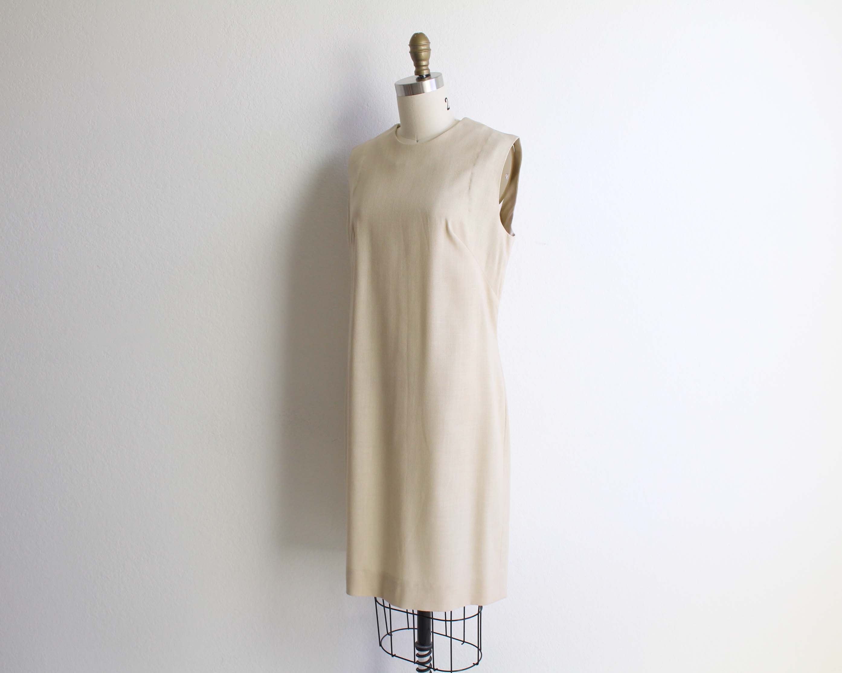 Vintage Linen Dress Womens 1960s Shift Dress Sand Sleeveless | Etsy