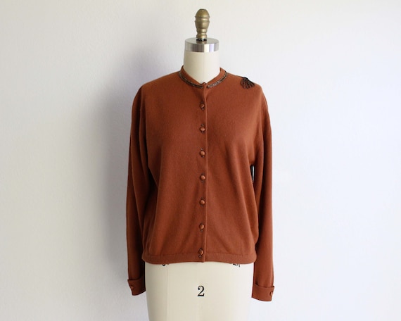 Vintage 1950s Beaded Cardigan Womens Large