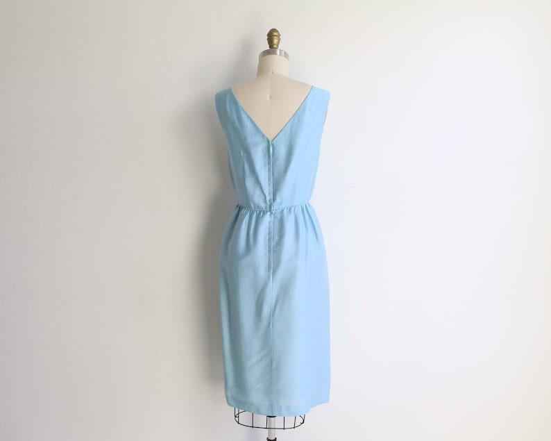Vintage 1950s Dress Light Blue Cocktail Dress Womens Small