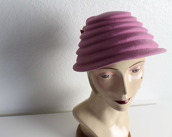 Vintage 1940s Womens Hat Purple Rhinestone