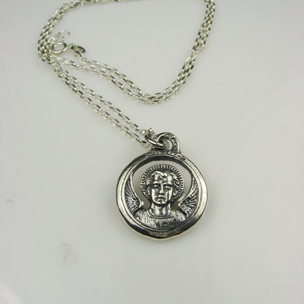 Hand Made Double Sided "Saint & Sinner" Sterling Silver Pendant on Sterling Silver 20" Chain