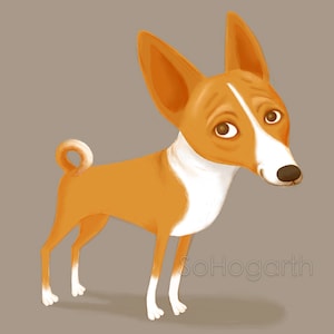 Basenji. 8x11&quot; Matte Paper Dog Art Print, signed.