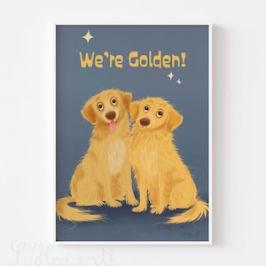 Golden Retriever Art print. Matte Paper Dog Illustration Wall Art Poster Print, signed. Unframed