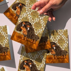 Jeu de 6 cartes de correspondance sur l'épagneul toy anglais, vierges à l'intérieur. Carte de voeux pour chien avec enveloppes et boîte de présentation.