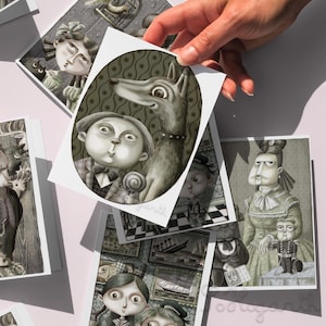 Slightly Sinister Victorians, biglietti d'auguri [set da 5]. Nautica, caccia, P.T. Barnum, biglietto d'auguri di Halloween, carta da lettere con illustrazioni artistiche.