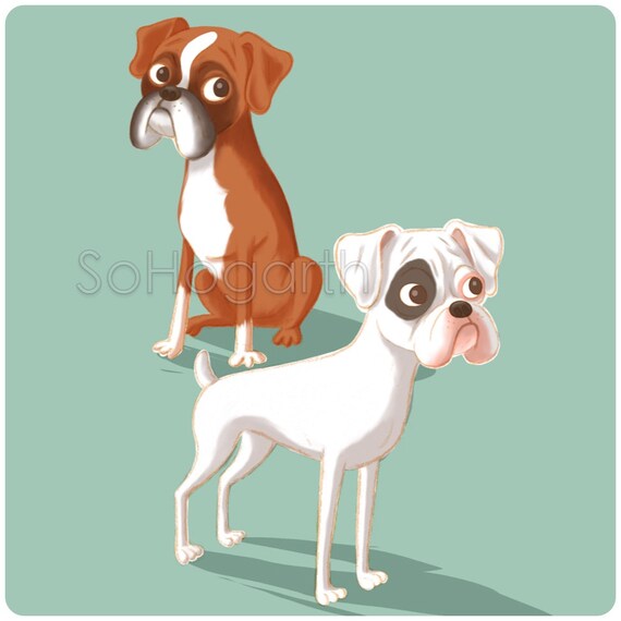 BOXER Coffee Dog Signed 8x10 Art PRINT Painting by VERN