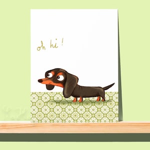 Little Dachshund Weiner Dog Note Cards, set of 6. Blank Inside. Dog Art Greeting Card Stationary with Envelopes and Presentation Box.