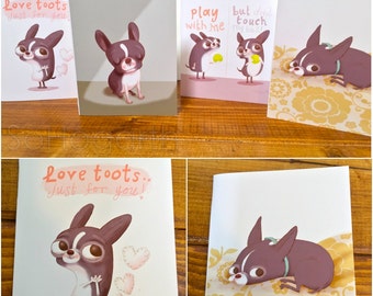 Boston Terrier Note Cards [set of 8] Dog Art Stationary. Blank Inside.