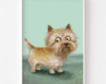 Cairn Terrier Illustration. Matte Paper Dog Illustration pet portrait Art Poster Print, signed. Unframed