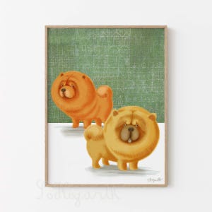 Big Fluffy Chow Chows. Matte Paper Dog Illustration Portrait Wall Art Poster Print, signed. Unframed
