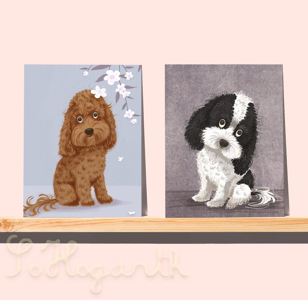 Cockapoo Photo Card Cockapoo Note Cards, Set of 6. Two Designs, Blank Inside. Dog Art ...