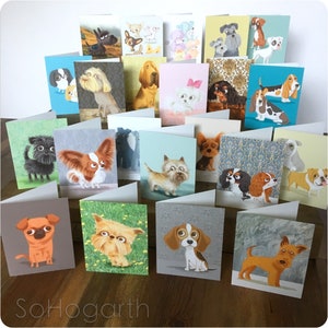 Juego de 6 tarjetas de notas Pick & Choose, con 6 diseños de perros a elegir. Tarjetas de felicitación con interior en blanco, sobres y caja de presentación.