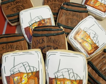 1 dozen Whiskey barrels and glasses cookies
