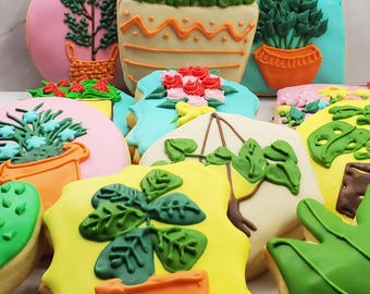 1 dozen plant and flower suagr cookies