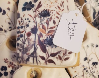 1 dozen Tea bag sugar cookies cookies, wildflowers, elegant