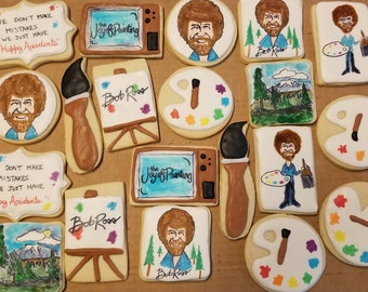 Bob Ross inspired cookies-1dozen