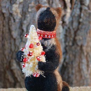 Winter Wolverine Handmade One of a Kind Needle Felted Sculpture