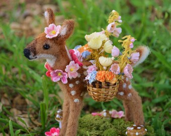 Springtime Fawn one of a kind needle felted sculpture