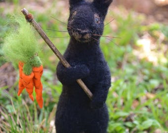Victorian Style Spring Rabbit one of a kind needle felted sculpture