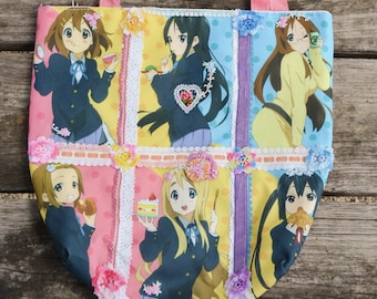 Upcycled Anime K-On One of a Kind Tote Bag