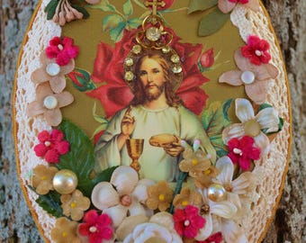 Communion Prayer Card Mixed Media Handmade One of a Kind Devotional