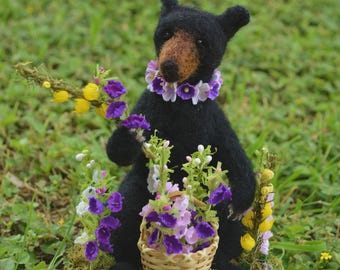 Black Bear one of a kind needle felted sculpture